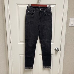 7 For All Mankind Black Denim High-Rise Skinny Jeans. Sz 27
